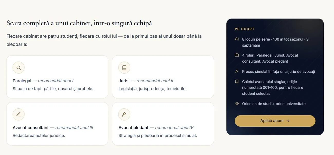 Înscrieri deschise: program de practică juridică în Sectorul 3